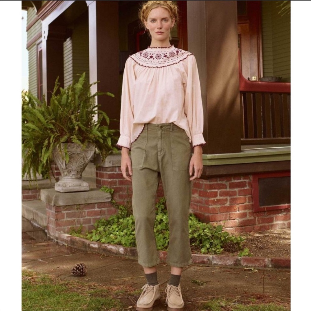 The GREAT. Revolve army green ankle trouser pant